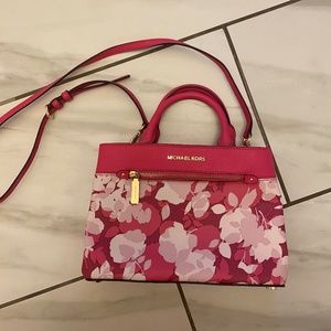 Michael Kors small pink floral crossbody + keychain wallet